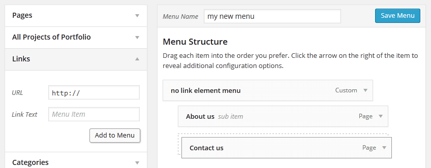 Save menu